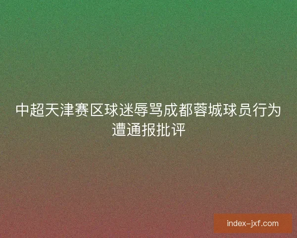 中超天津赛区球迷辱骂成都蓉城球员行为遭通报批评